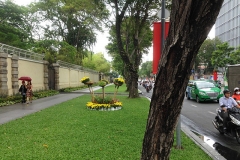 The outer wall of the US embassy in Ho Chi Minh City.