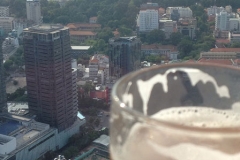 Enjoying a beverage in the Bitexco Financial Tower.