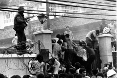 In 1975, the outer wall of the US embassy in Ho Chi Minh City.